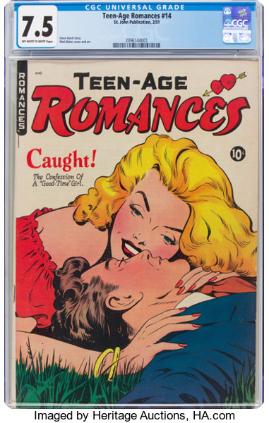 Golden Age (1938-1955):Romance, Teen-Age Romances #14 (St. John, 1951) CGC VF- 7.5 Off-white to white pages....