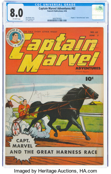 Golden Age (1938-1955):Superhero, Captain Marvel Adventures #62 (Fawcett Publications, 1946) CGC VF 8.0 Off-white pages....