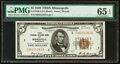 Fr. 1850-I $5 1929 Federal Reserve Bank Note. PMG Gem Uncirculated 65 EPQ