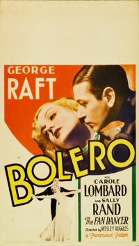 Bolero (Paramount, 1934). Midget Window Card (8" X 14")