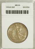 1918-S 50C MS63 ANACS. NGC Census: (126/224). PCGS Population (176/335). Mintage: 10,282,000. Numismedia Wsl. Price for...