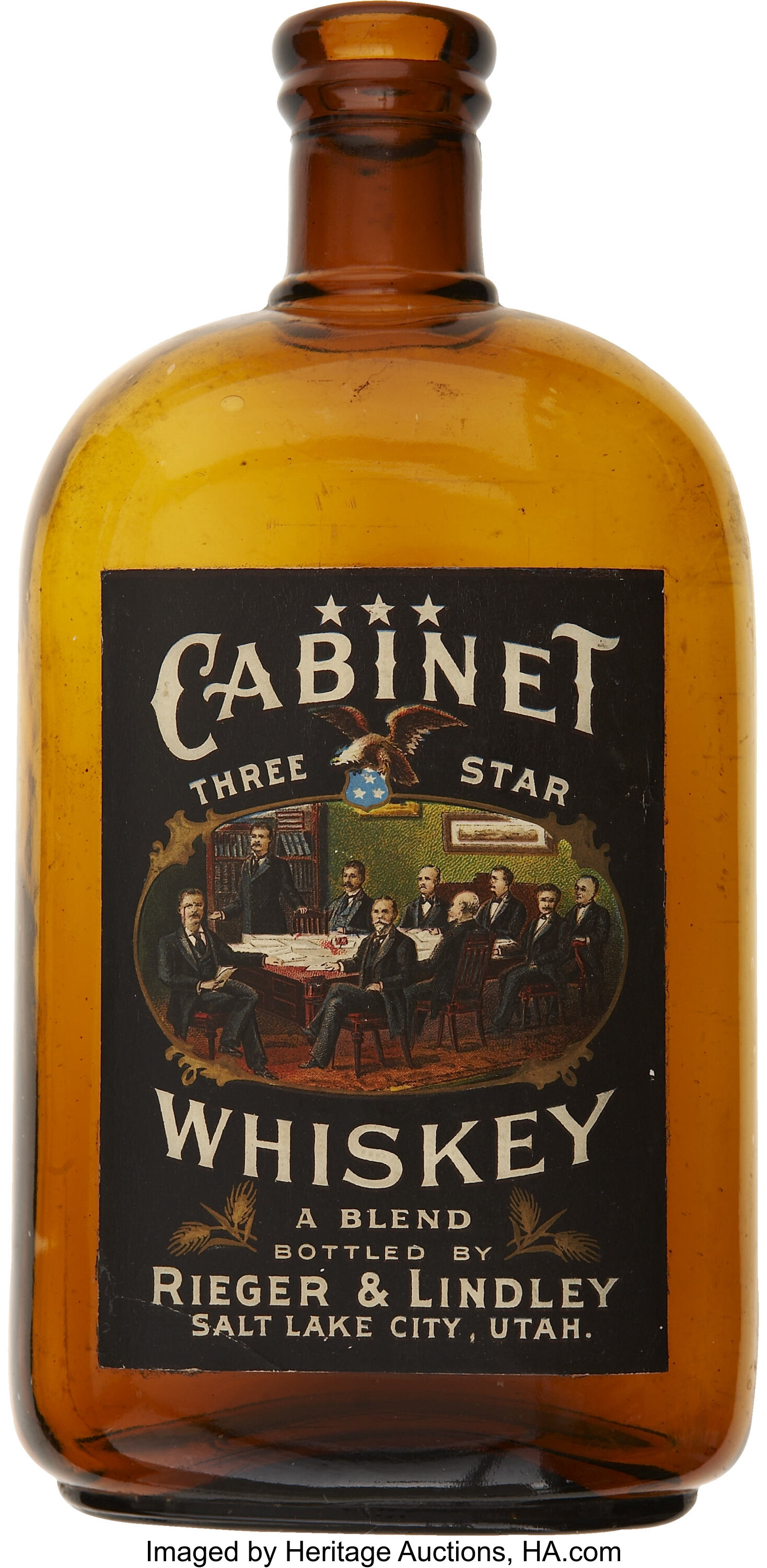 Theodore Roosevelt Cabinet Three Star Whiskey Glass Bottle With