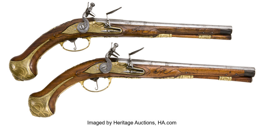 Magnificent Matched Pair of Mid 18th Century European Flintlock | Lot  #57092 | Heritage Auctions