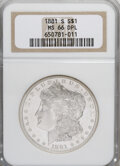 1881-S $1 MS66 Deep Mirror Prooflike NGC. NGC Census: (100/10). PCGS Population (69/7). Numismedia Wsl. Price for NGC/PC...