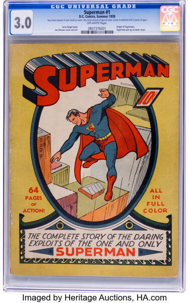 Golden Age (1938-1955):Superhero, Superman #1 (DC, 1939) CGC GD/VG 3.0 Off-white pages....