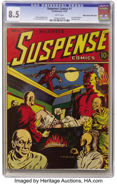 Golden Age (1938-1955):Horror, Suspense Comics #1 Mile High pedigree (Continental Magazines, 1943) CGC VF+ 8.5 White pages....