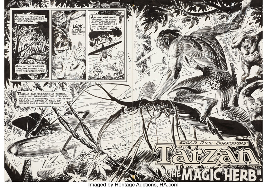 Joe Kubert Tarzan #235 Pages 2 and 3 Original Art (DC, 1975).... | Lot  #93011 | Heritage Auctions