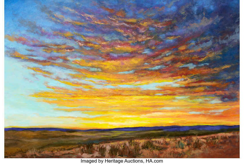 West Texas Sunset Oil On Board, West Texas Landscape Paintings
