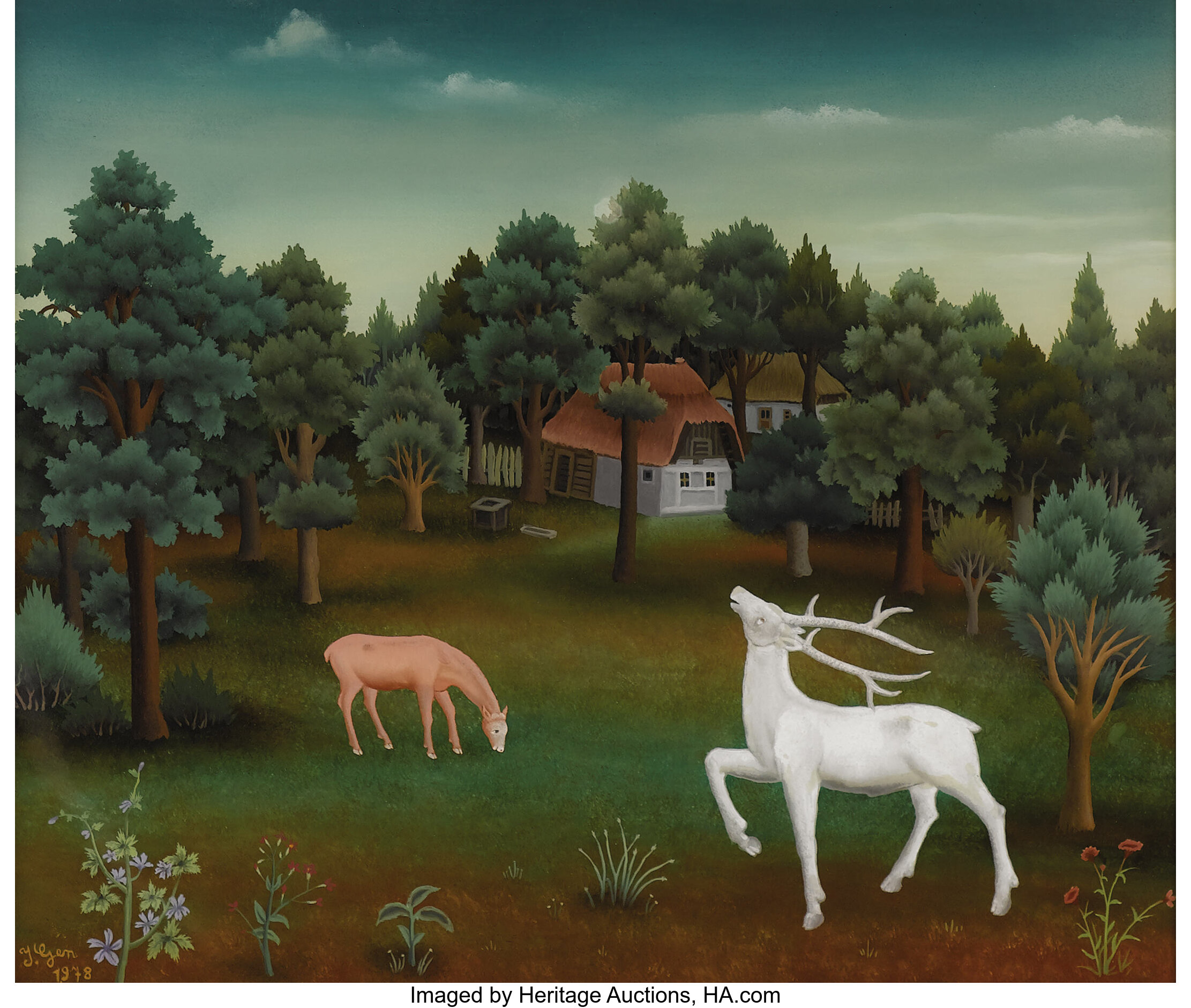 Ivan Generalic (Croatian, 1914-1992). . The Deer . 1978. Oil on ...