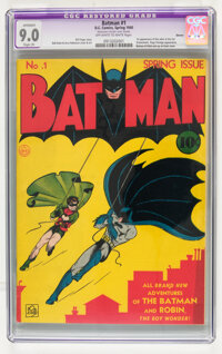 Batman #1 Denver pedigree (DC, 1940) CGC Apparent VF/NM 9.0 Slight (P) Off-white to white pages
