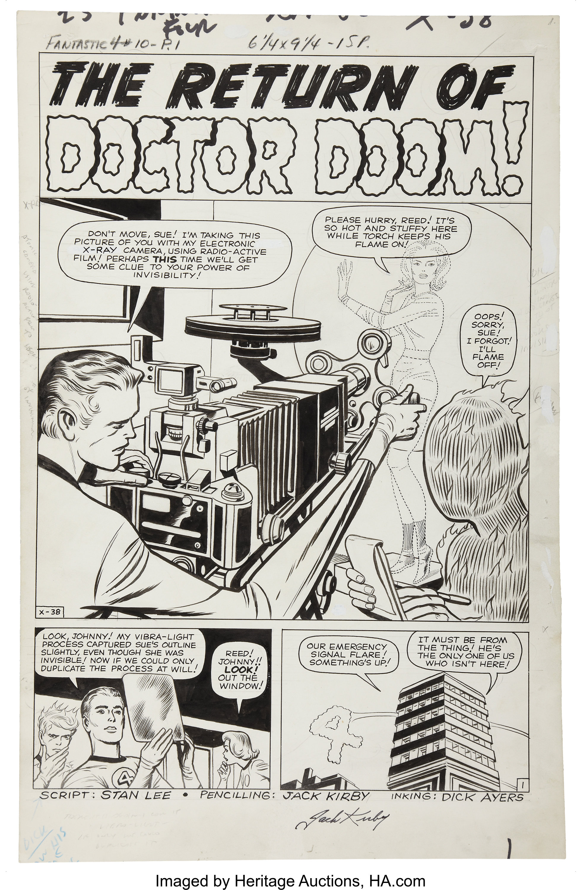 Jack Kirby and Dick Ayers Fantastic Four #10 Title Page 1 "The