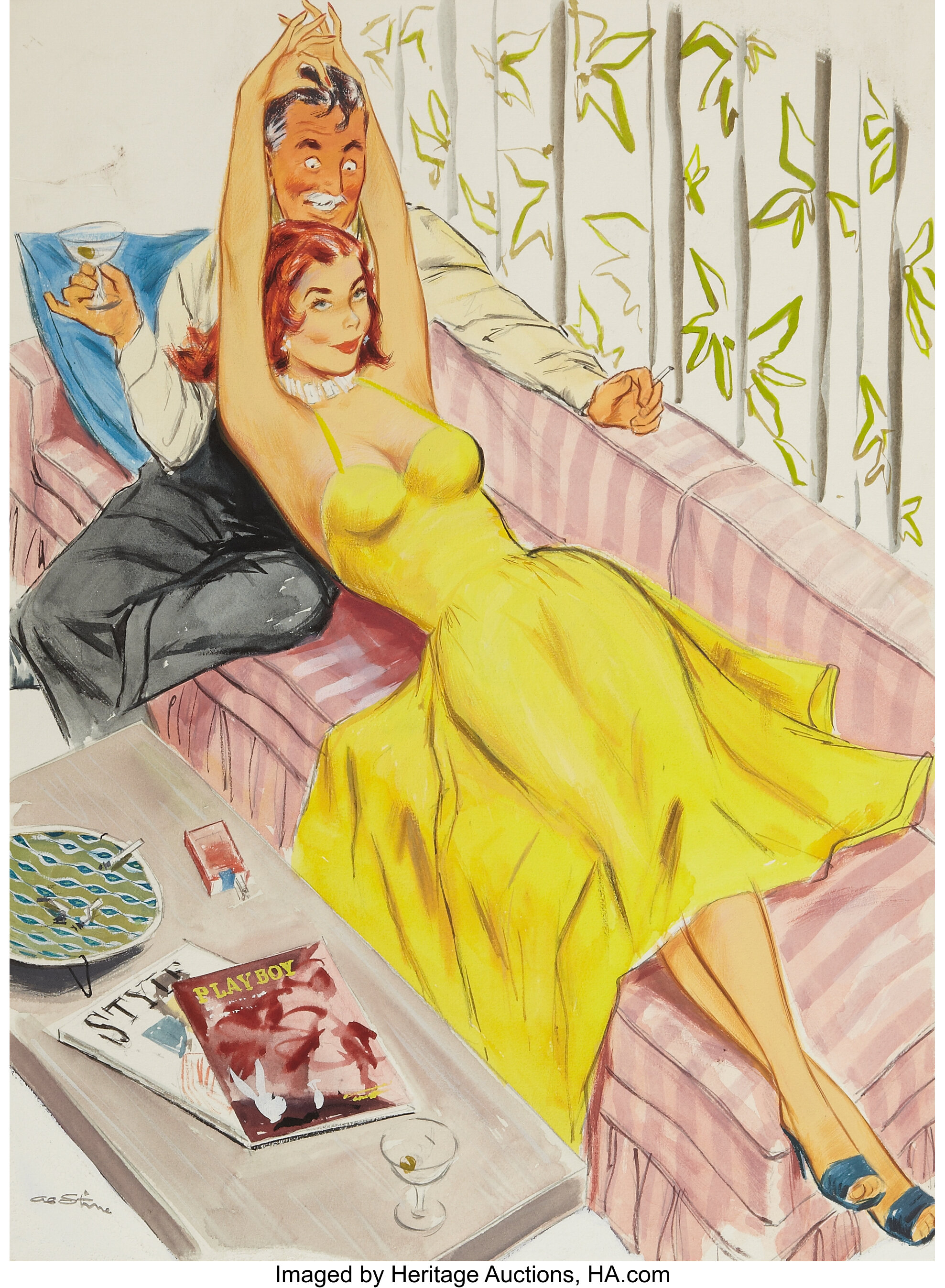 Playboy cartoon illustration, Lot #93083 Heritage Auctions.