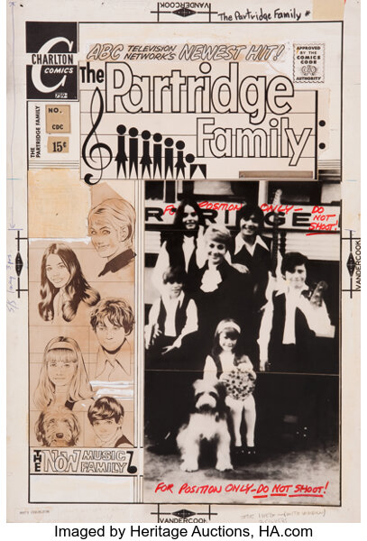 Memorabilia:Miscellaneous, The Partridge Family #1 Cover Production Piece (Charlton, 1971)....