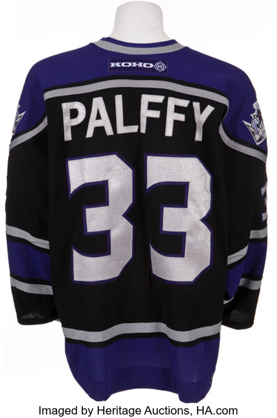 Hockey Collectibles:Uniforms, 2001-02 Ziggy Palffy Game Worn Los Angeles Kings Jersey - With "AM" Memorial Patch....