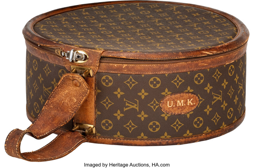 Louis Vuitton French Company Round Hat Box Wig Case Monogram Travel Bag  Vintage For Sale at 1stDibs