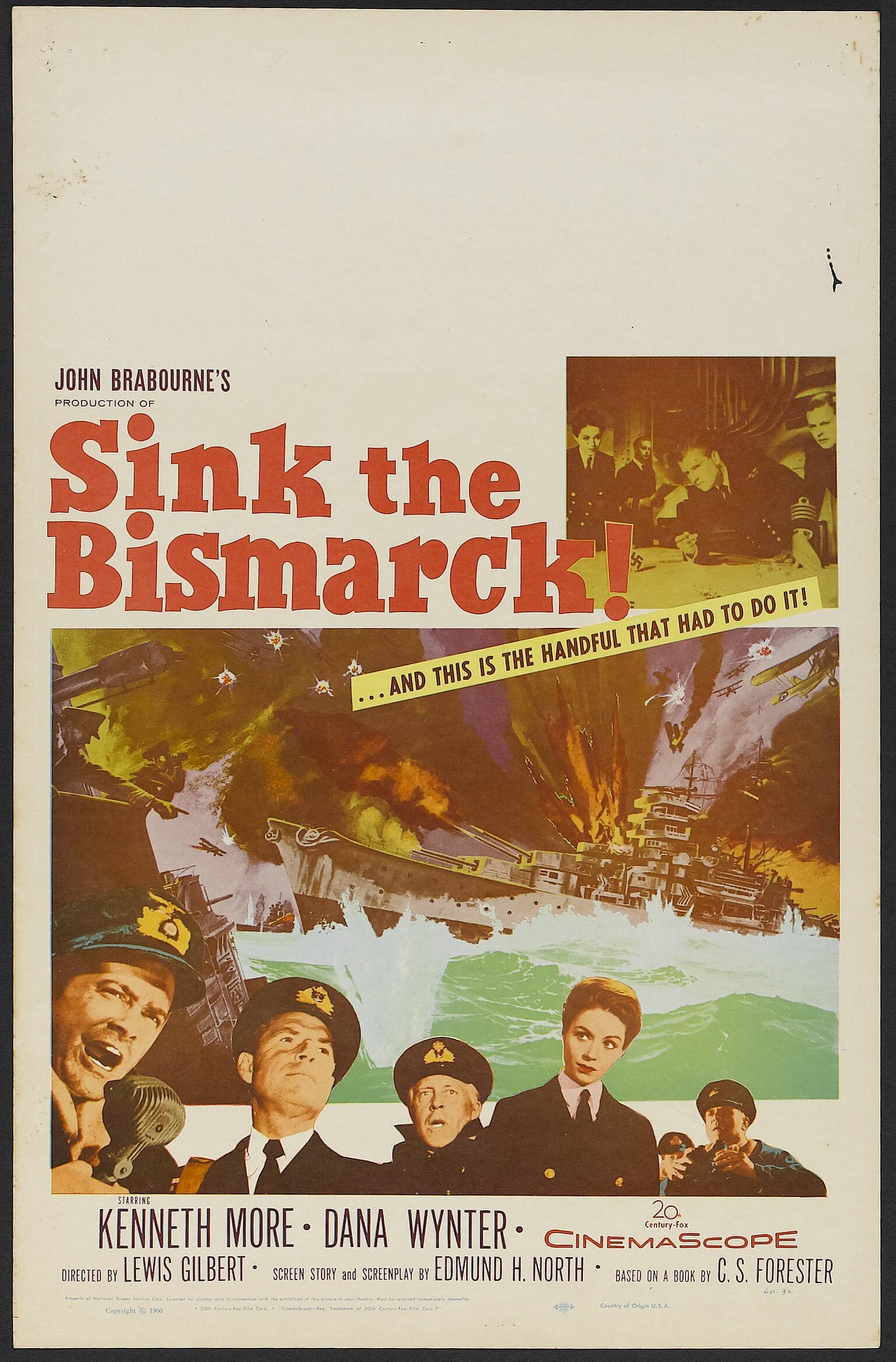 Sink The Bismarck 20th Century Fox 1960 Window Card 14