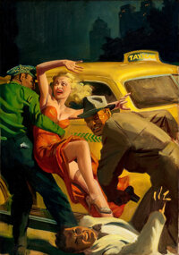 HUGH JOSEPH WARD (American, 1909-1945) Mrs. Big, Super Detective pulp cover, April 1942 Oil on canva