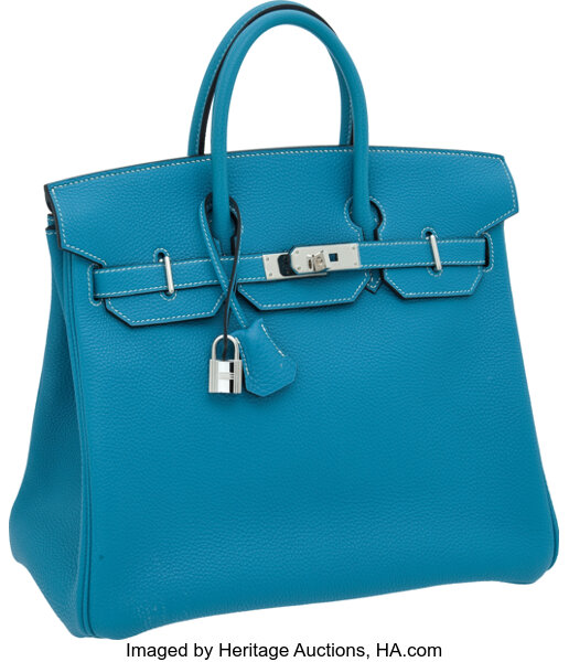 Hermes 32cm Blue Jean Togo HAC Birkin Bag with Palladium Hardware,, Lot  #56073