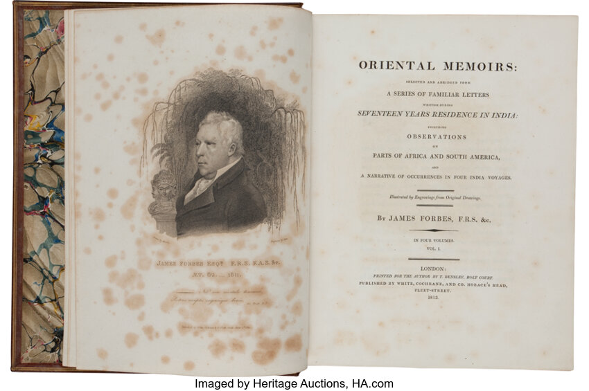 Books:First Editions, James Forbes. Oriental Memoirs: Selected andAbridged from a Series of Familiar Letters Written During...(Total: 4 Items)