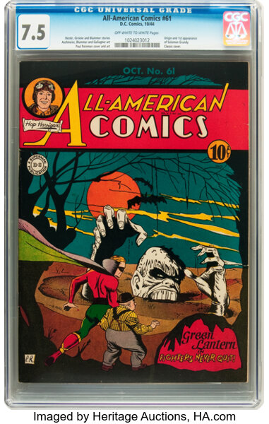 Golden Age (1938-1955):Superhero, All-American Comics #61 (DC, 1944) CGC VF- 7.5 Off-white to white pages....