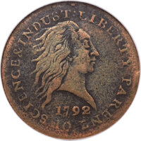 1792 P1C One Cent, Judd-2, Pollock-2, Low R.7, Fine 15 NGC. CAC. (PCGS# 11004)