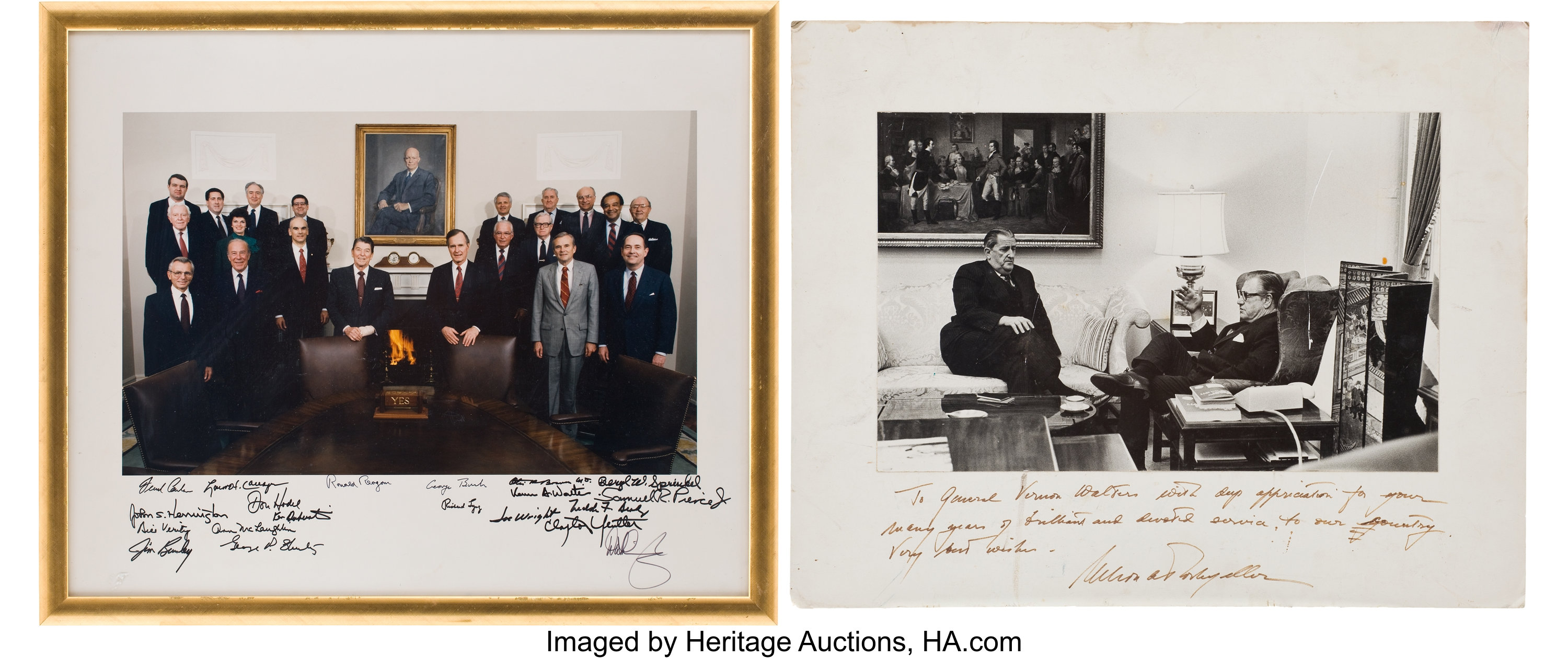 Ronald Reagan Cabinet Signed Photograph Total 2 Items