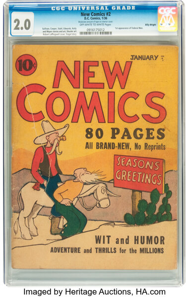 Platinum Age (1897-1937):Miscellaneous, New Comics #2 Billy Wright pedigree (DC, 1936) CGC GD 2.0 Off-white to white pages....