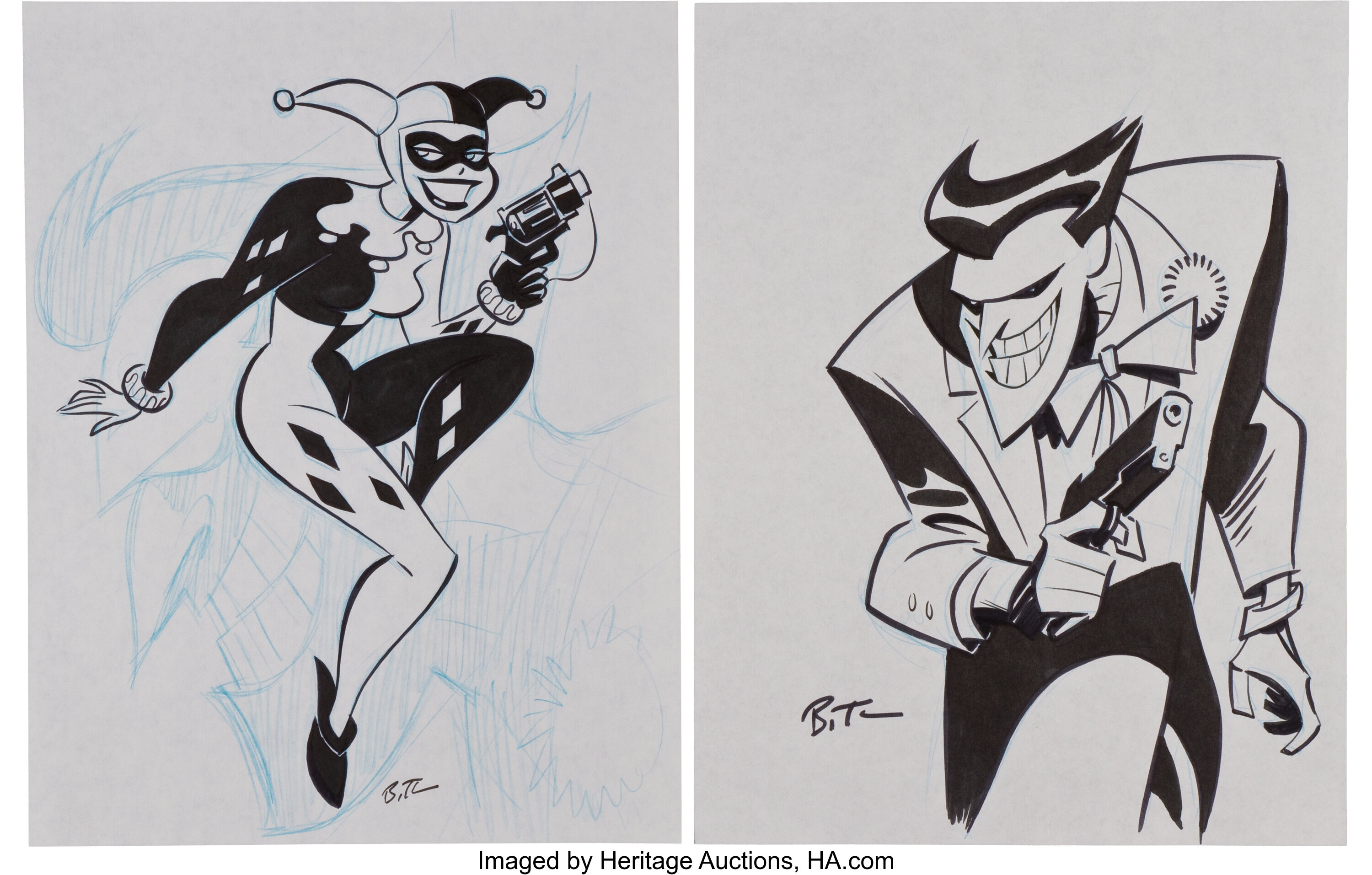 Bruce Timm Harley Quinn And Joker Sketch Original Art Group C Lot Heritage Auctions