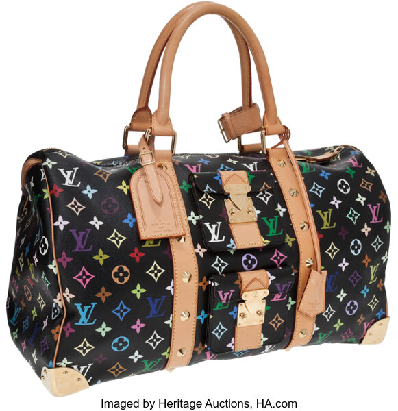 Louis Vuitton Black Monogram Multicolore Keepall 45 Overnight Bag