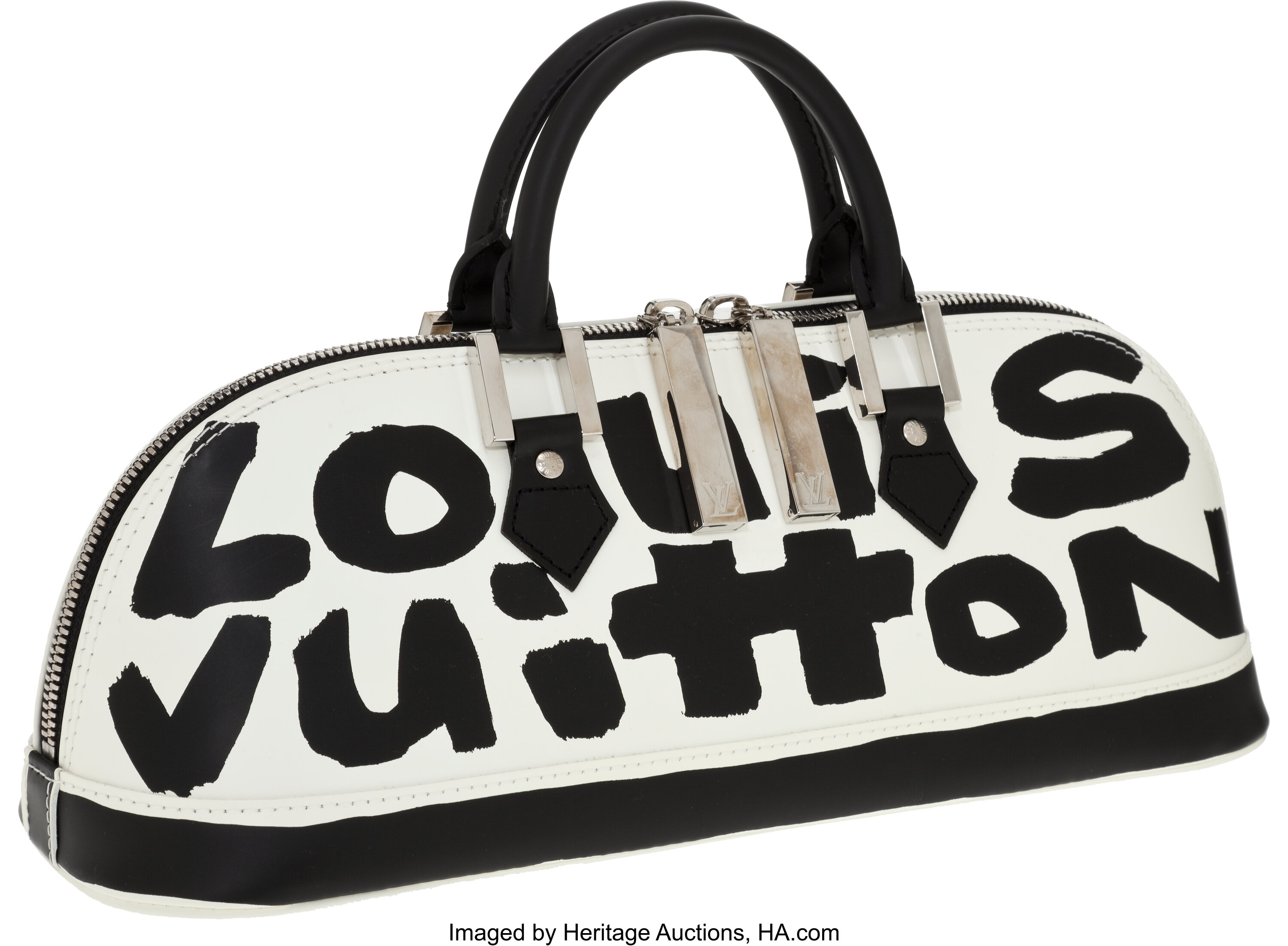 Stephen sprouse boston leather handbag Louis Vuitton Black in