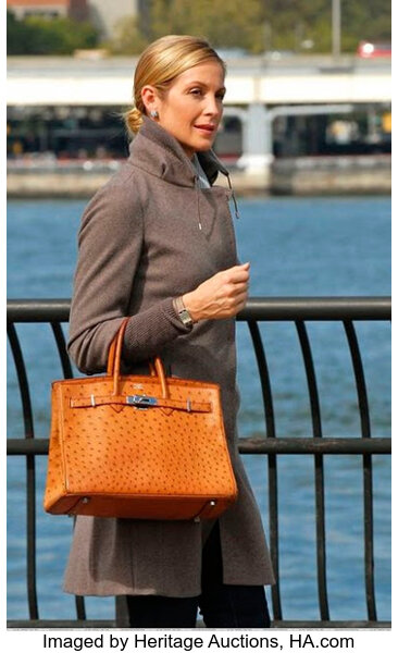 Hermes 35cm Cognac Ostrich Birkin Bag with Palladium Hardware