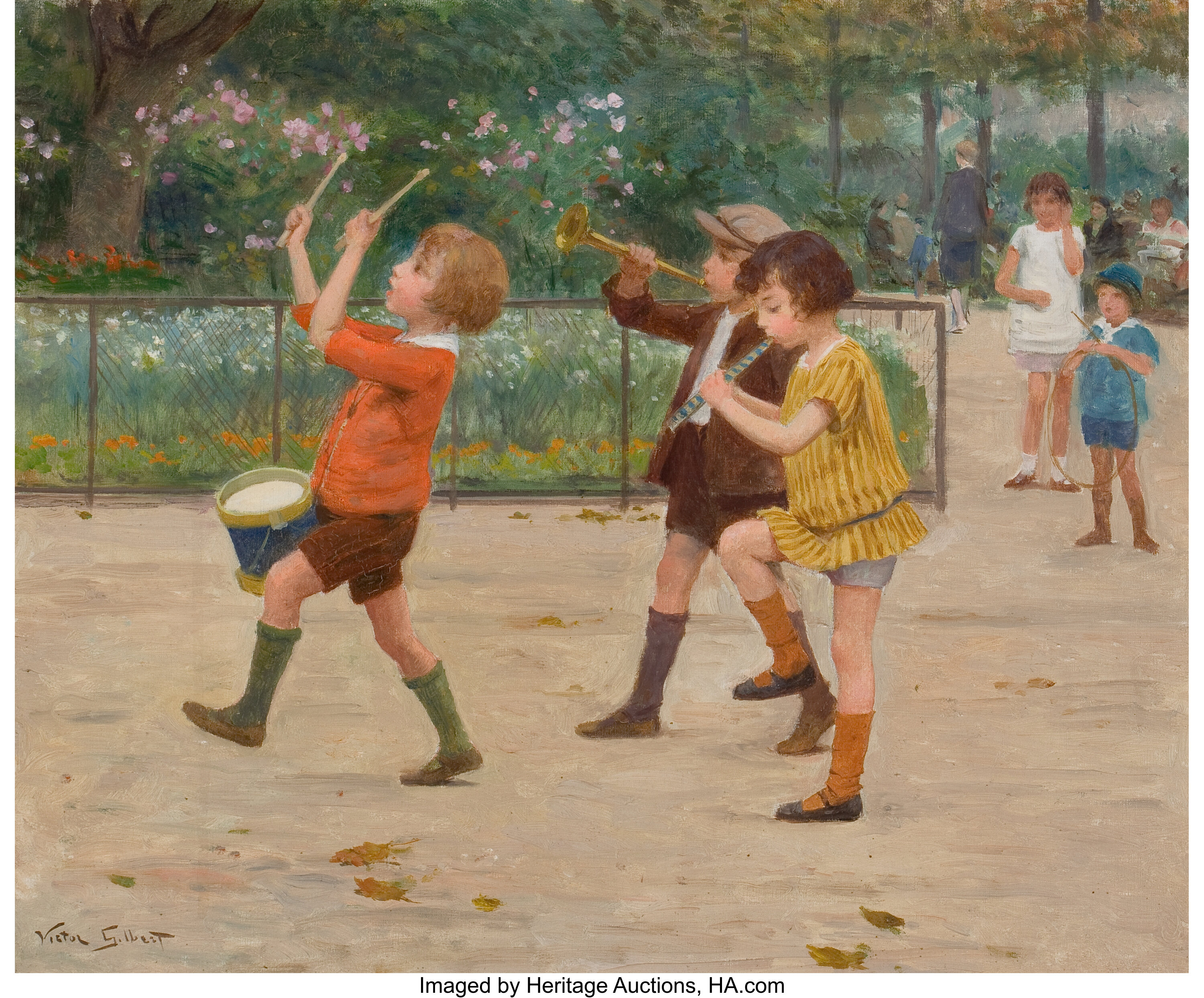 Б детвора. Victor Gabriel Gilbert (French, 1847-1933) - бал. Играющие дети в живописи. Дети во дворе живопись.