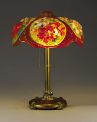 An American Art Glass Lamp  Pairpoint Manufacturing Company, New Bedford, Massachusetts Circa 1910 Blown, frosted and pa...