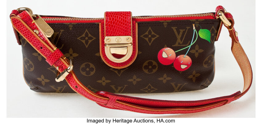Louis Vuitton Monogram Cerises Cherry Lizard Pochette.  Luxury, Lot  #78009