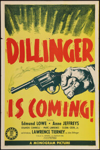 Dillinger (Monogram, 1945). One Sheet (27" X 41") Advance. Film Noir