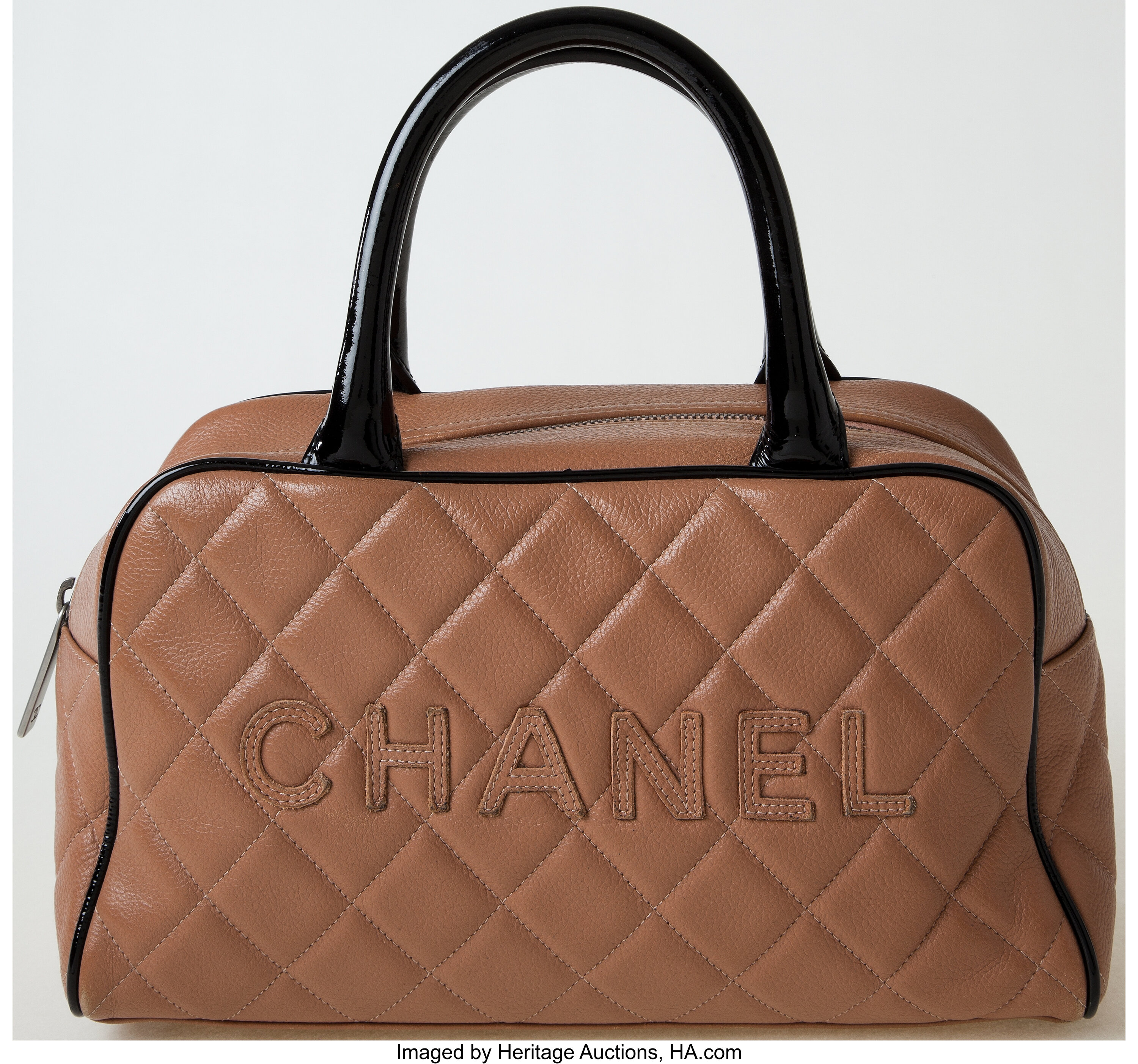 CHANEL Calfskin Quilted Small Casual Riviera Bowling Bag Grey