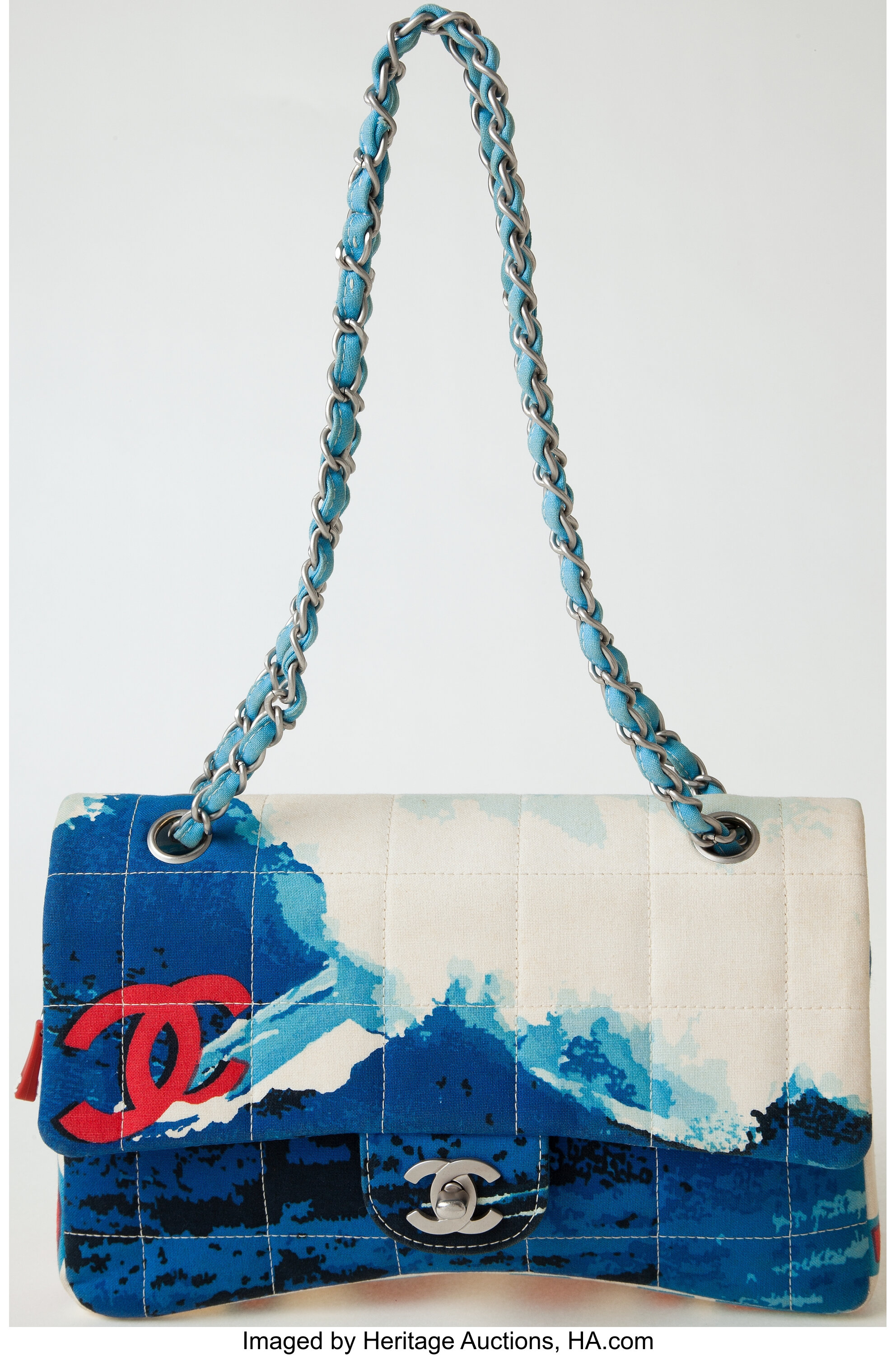 Heritage Vintage: Chanel Surf Line Fabric Flap Bag with Silver | Lot #75005  | Heritage Auctions