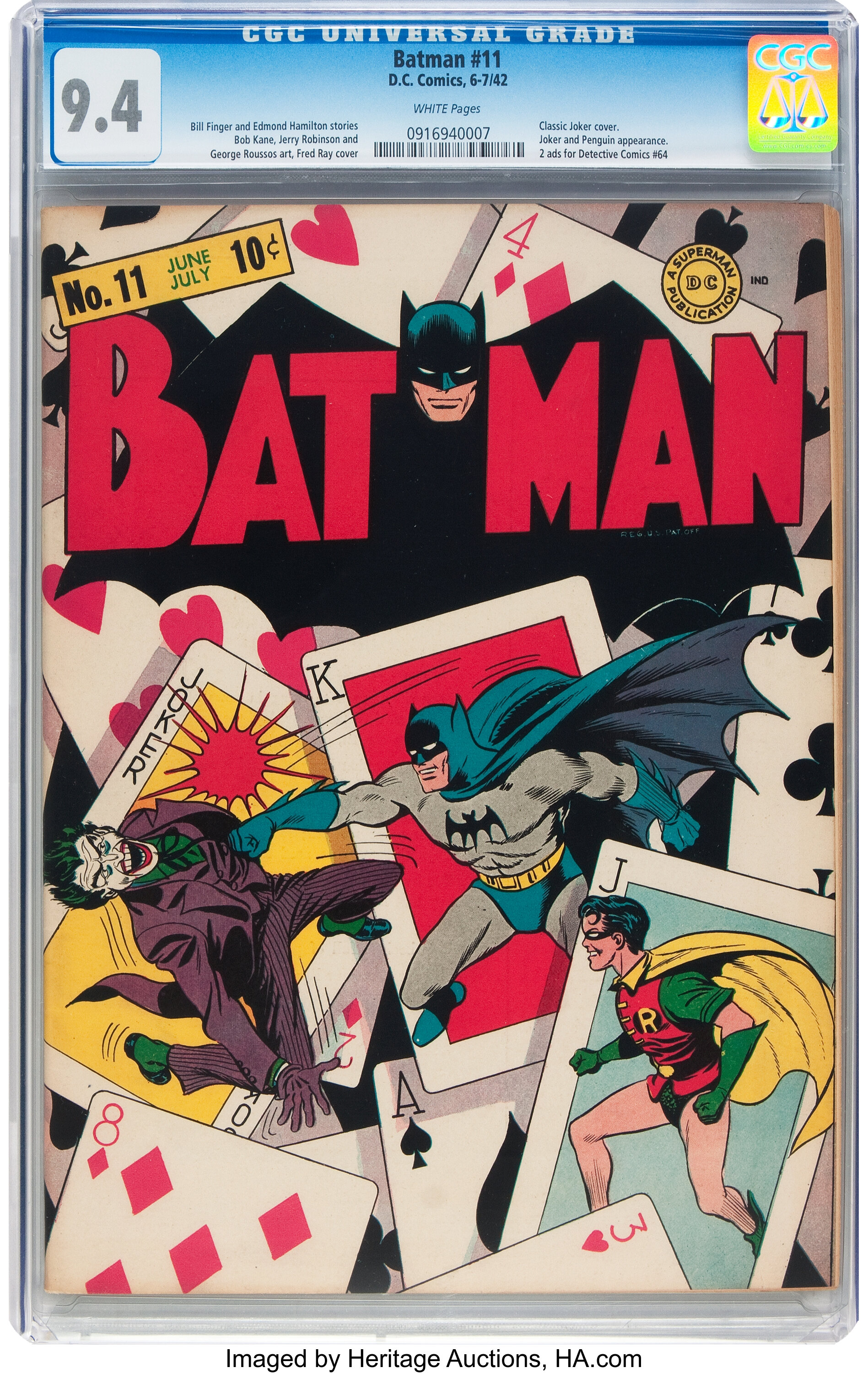 Batman #11 (DC, 1942) CGC NM  White pages.... Golden Age | Lot #93027 |  Heritage Auctions