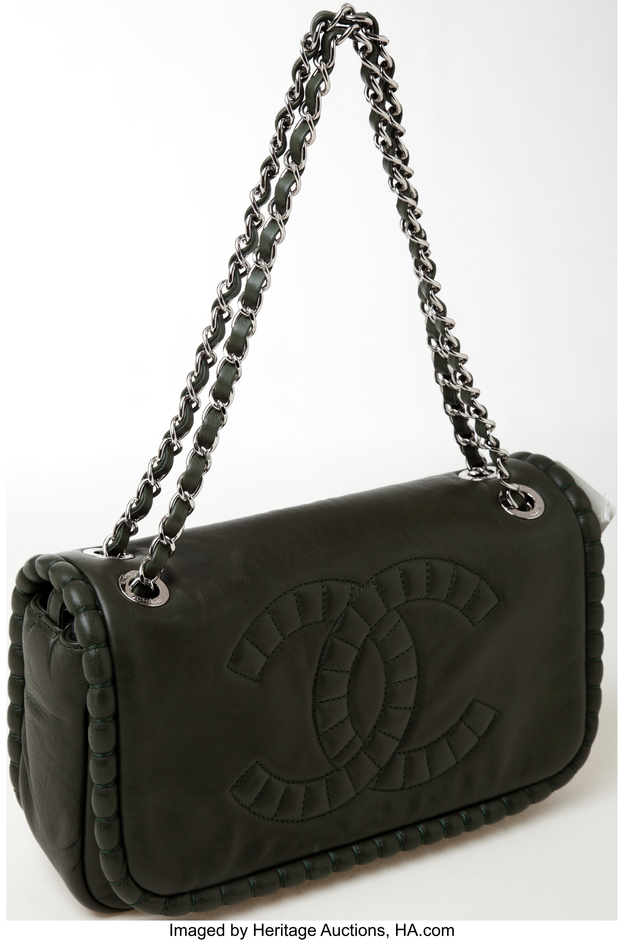 Heritage Vintage: Chanel Dark Green Lambskin Leather CC Flap Bag