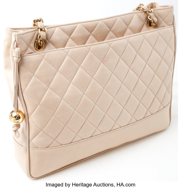 Heritage Vintage: Chanel Beige Quilted Lambskin Leather Bag