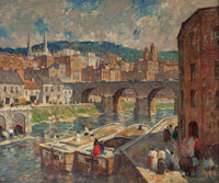 ROBERT SPENCER (American, 1879-1931) A River Mill Town Oil on canvas 30 x 36 inches (76.2 x 91.4 cm) Signed lower left:...