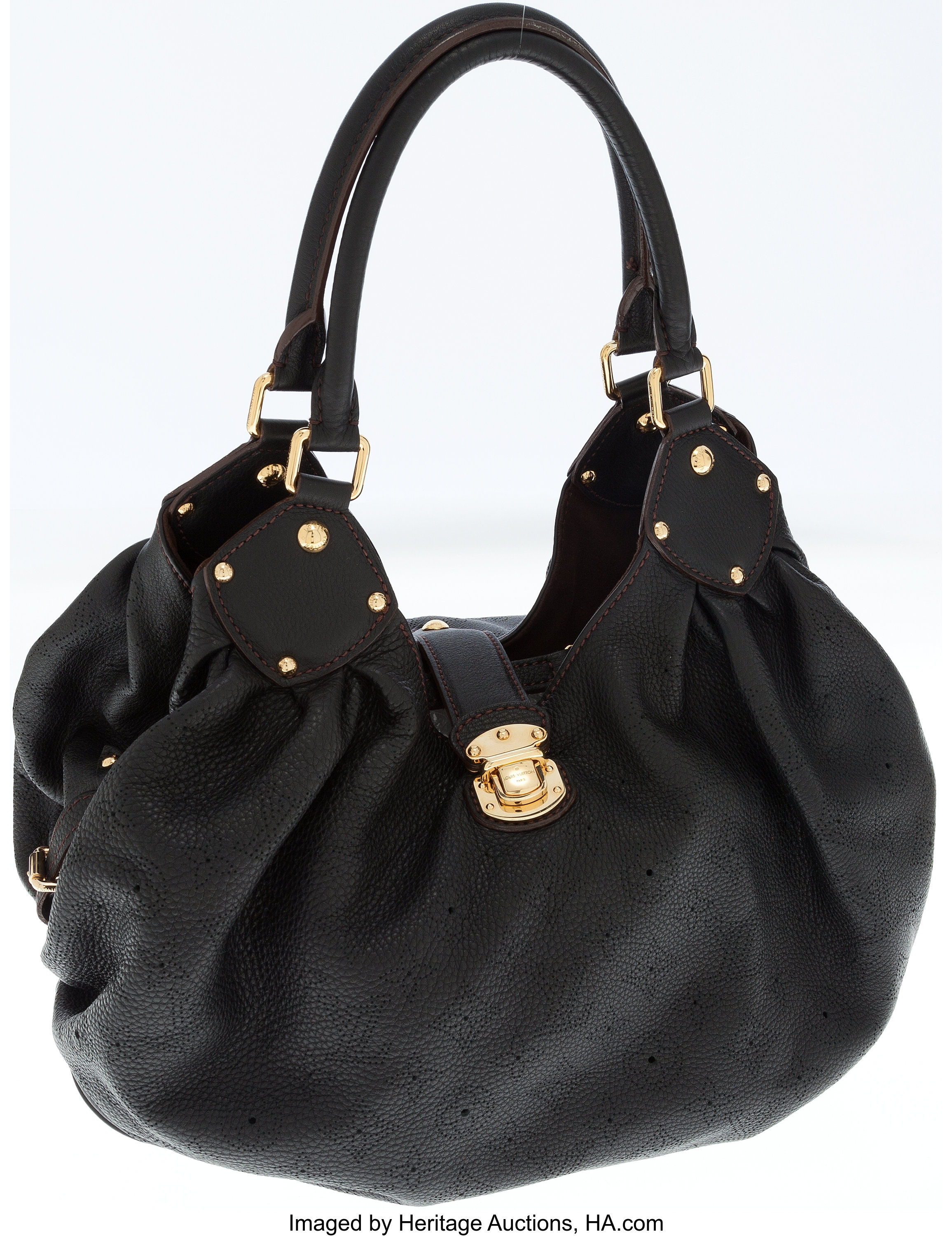 Louis Vuitton Mahina Leather Shoulder Bag in Black