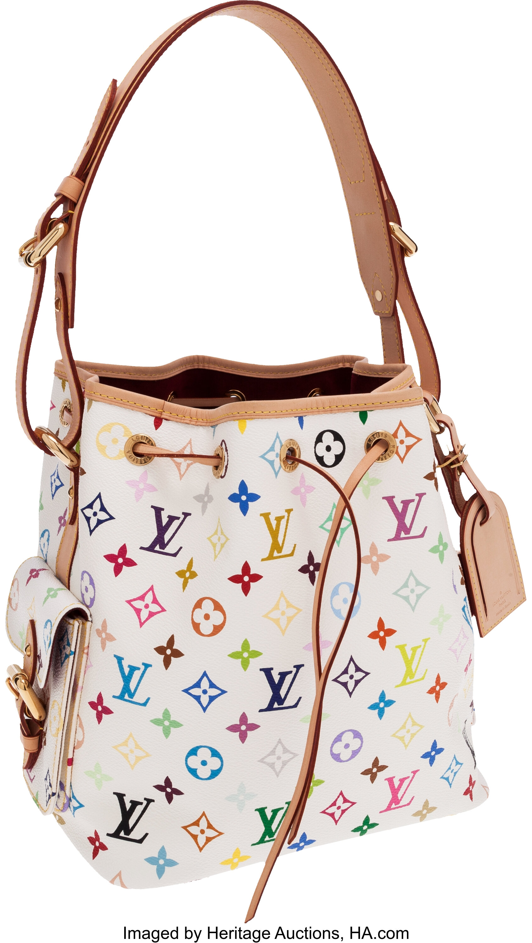 Louis Vuitton White Monogram Multicolor Canvas Noe Shoulder Bag