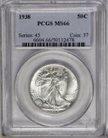 1938 50C MS66 PCGS. Ice blue toning at the periphery gives this otherwise brilliant coin eye appeal. Slightly satiny sur...