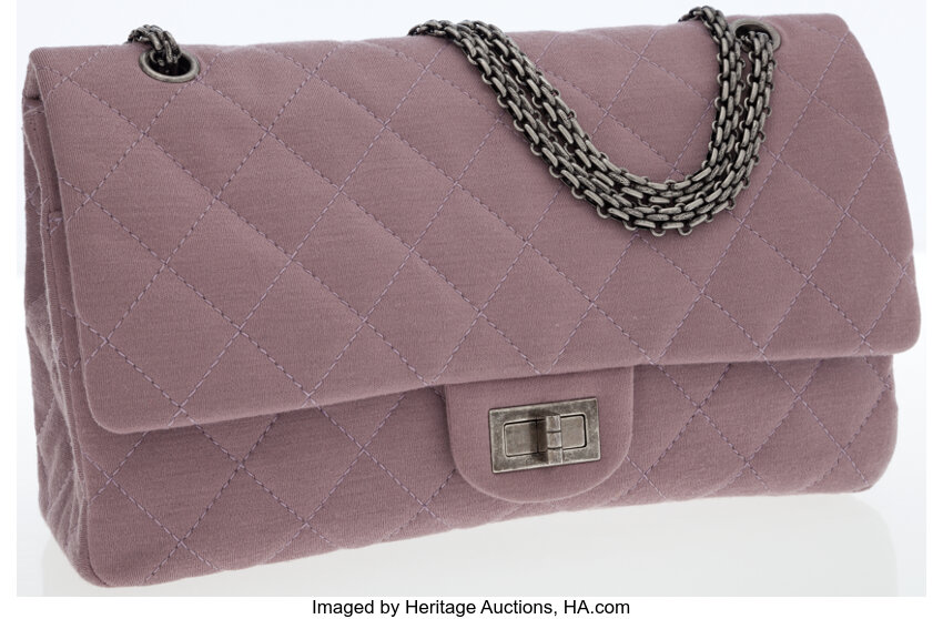 Chanel Lilac Microfiber Jersey Maxi Double Flap Bag with Gunmetal, Lot  #75014
