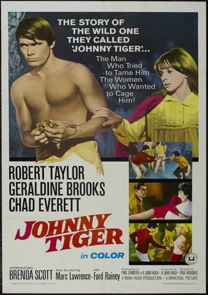 Movie Posters:Drama, Johnny Tiger (Universal, 1966). One Sheet (27" X 41"). Drama. Directed by Paul Wendkos. Starring Robert Taylor, Geraldine Br...