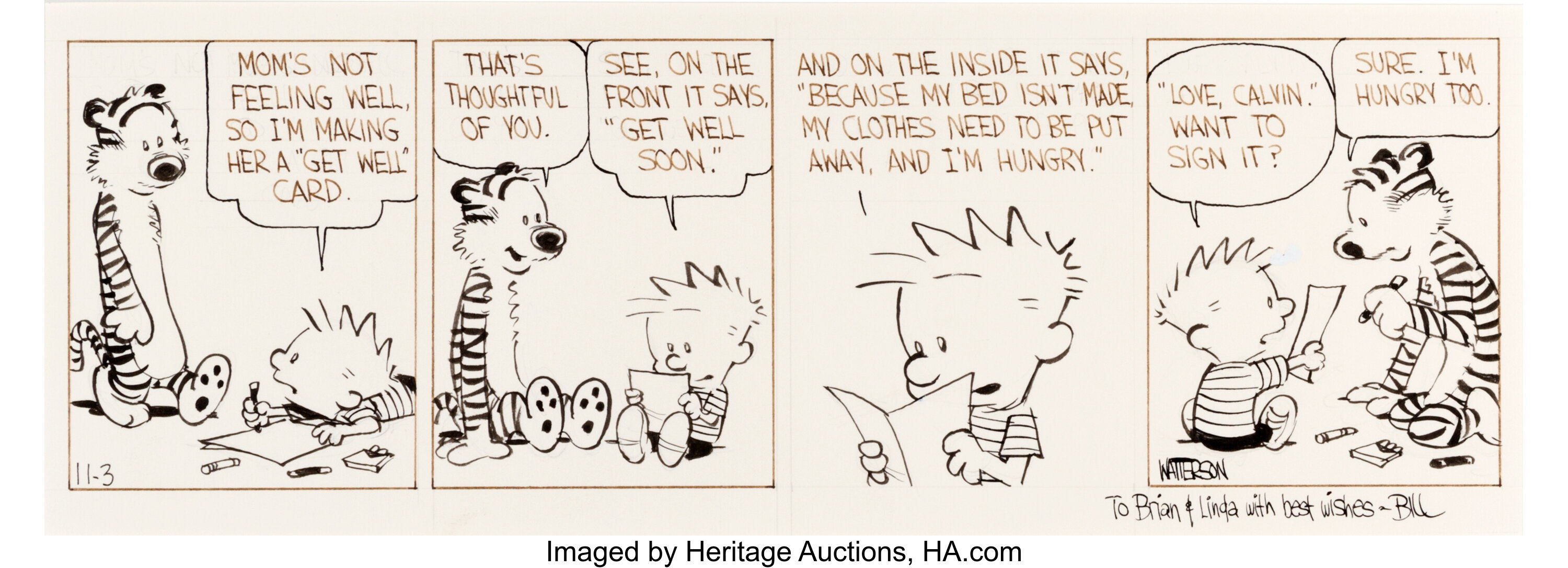 Bill Watterson Calvin and Hobbes Daily Comic Strip Original Art | Lot  #92313 | Heritage Auctions