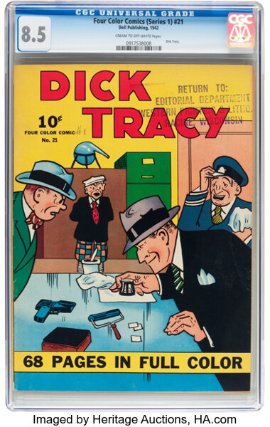 Golden Age (1938-1955):Crime, Four Color (Series One) #21 Dick Tracy - File Copy (Dell, 1942) CGCVF+ 8.5 Cream to off-white pages....