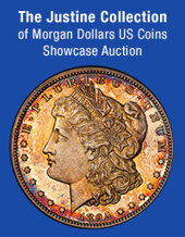 Catalog cover for 2023 July 17 The Justine Collection of Morgan Dollars US Coins Showcase Auction