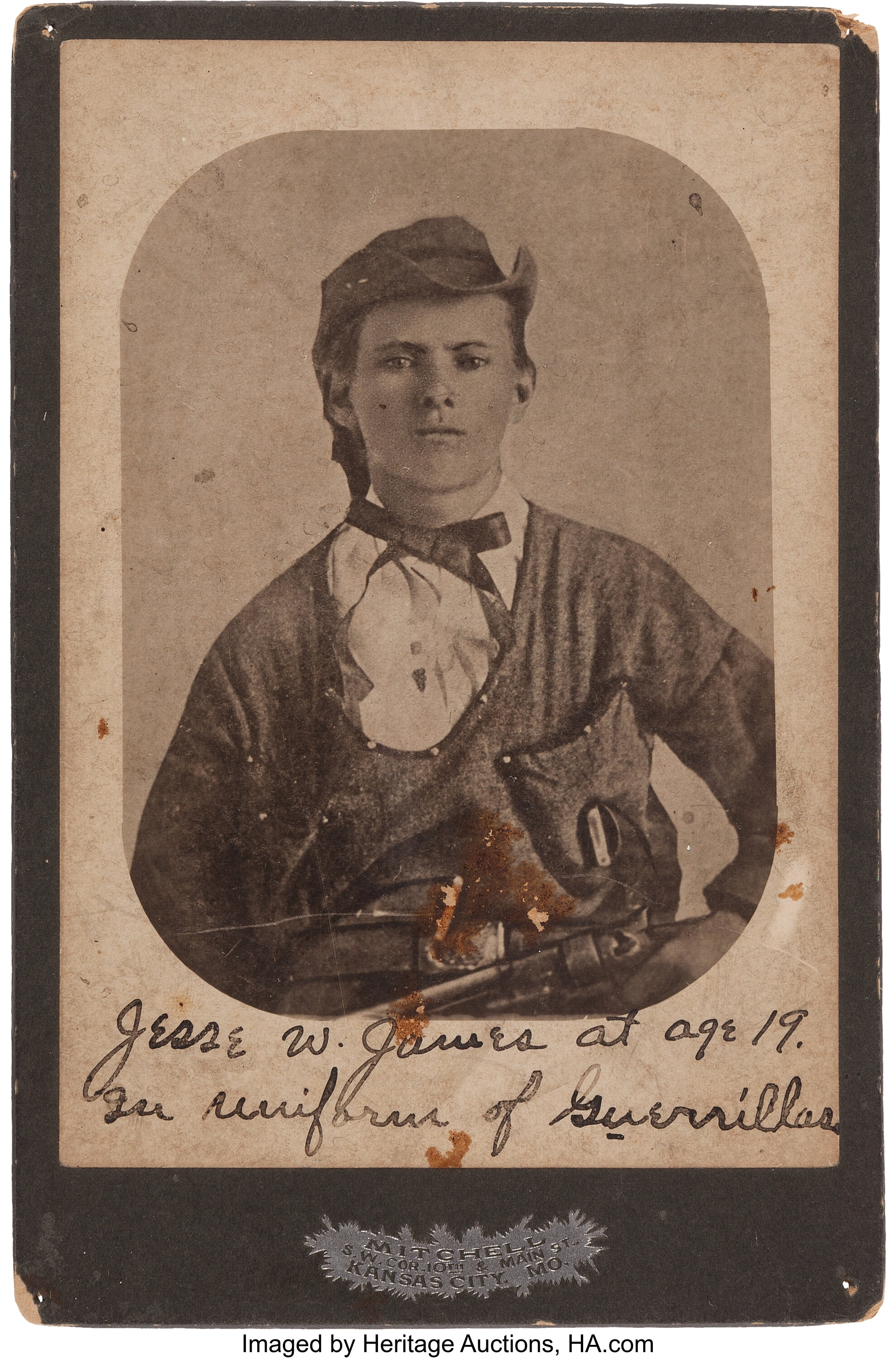 Jesse James: A Rare Cabinet Photo Version His Famous Image Dressed ...